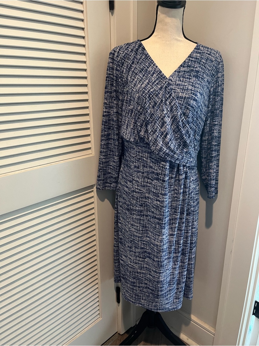 Ralph Lauren Blue Printed Wrap-Style Midi Dress